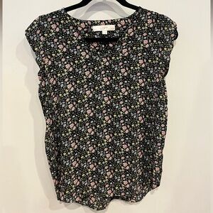 LOFT Black Floral Blouse